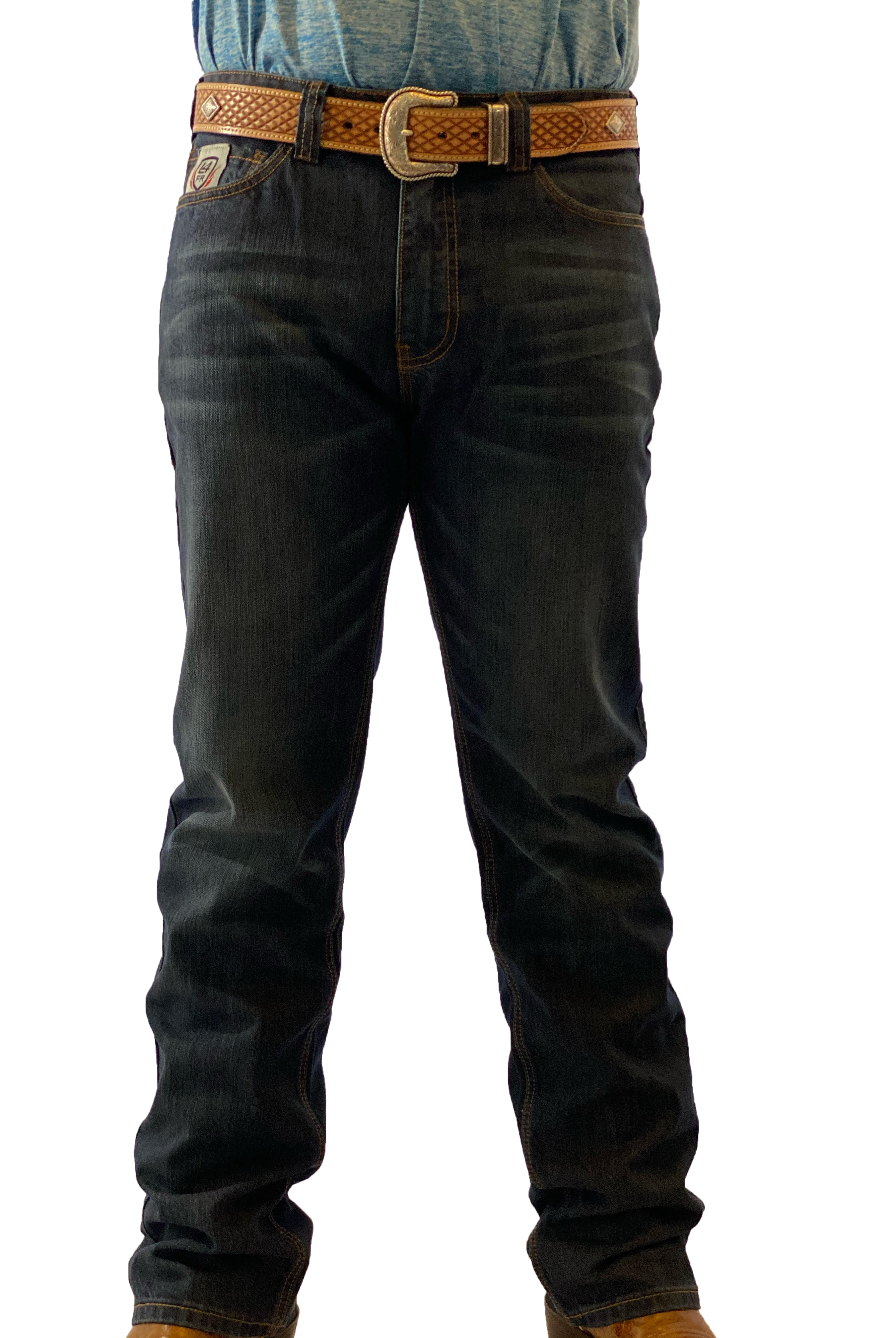 A man in B1 boot cut jeans