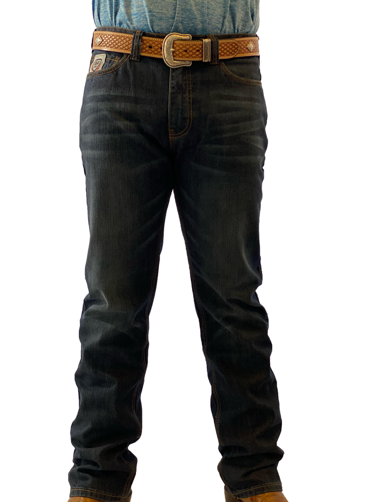 A man in B1 boot cut jeans